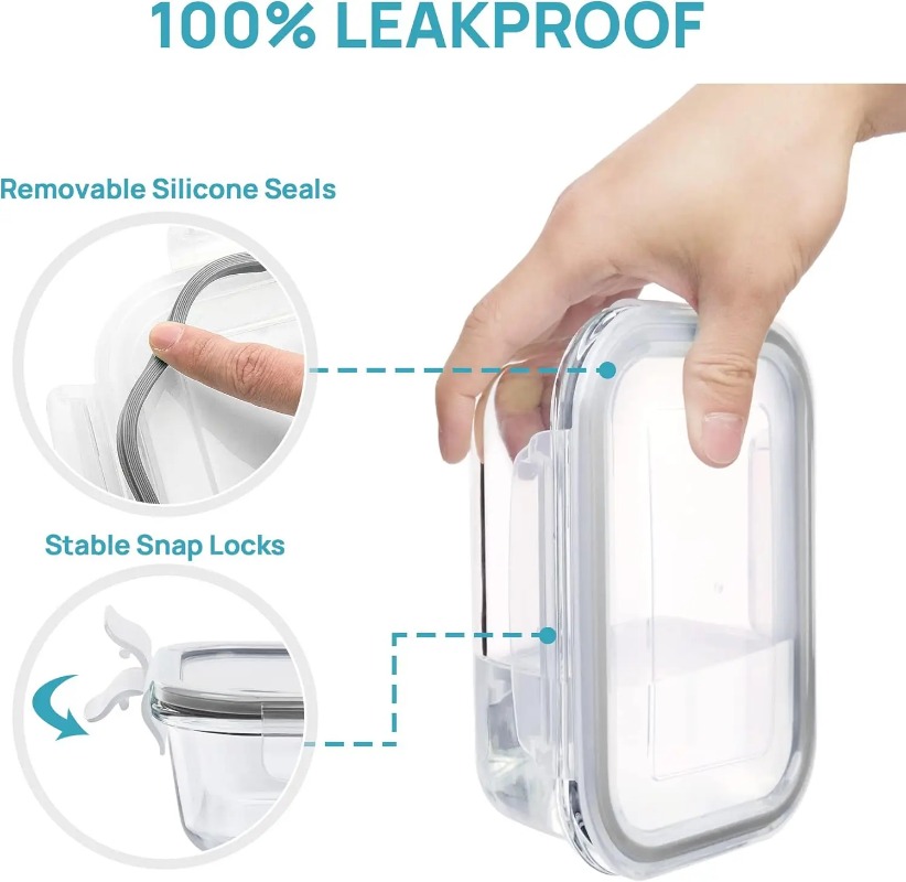18 Pack Glass Food Storage Con - Meal Prep Kits 评论和价格